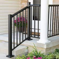 Aluminum handrails are an option in more modern homes and commercial installations. Versarail Winchester Ready To Assemble Aluminum Stair Rail Kit Aluminum Railing Freedom Outdoor Living For Lowes