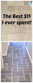 On the left is where the grout renew has gotten on the tile. Slate Floor Grout Renew Create And Babble