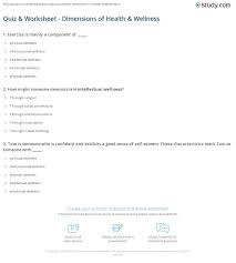 When people start training as a result of a new year's resolution, 60% have quit by valentine's day. Quiz Worksheet Dimensions Of Health Wellness Study Com