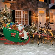 Metal Santa W Ith Sleigh Reindeer Set Christmas Outdoor Yard Decor Outdoor Reindeer Christmas Decorations Christmas Reindeer Decorations Outdoor Christmas