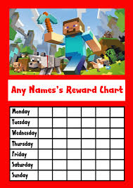 Red Minecraft Star Sticker Reward Chart Reward Chart Sticker Chart Printable Reward Charts