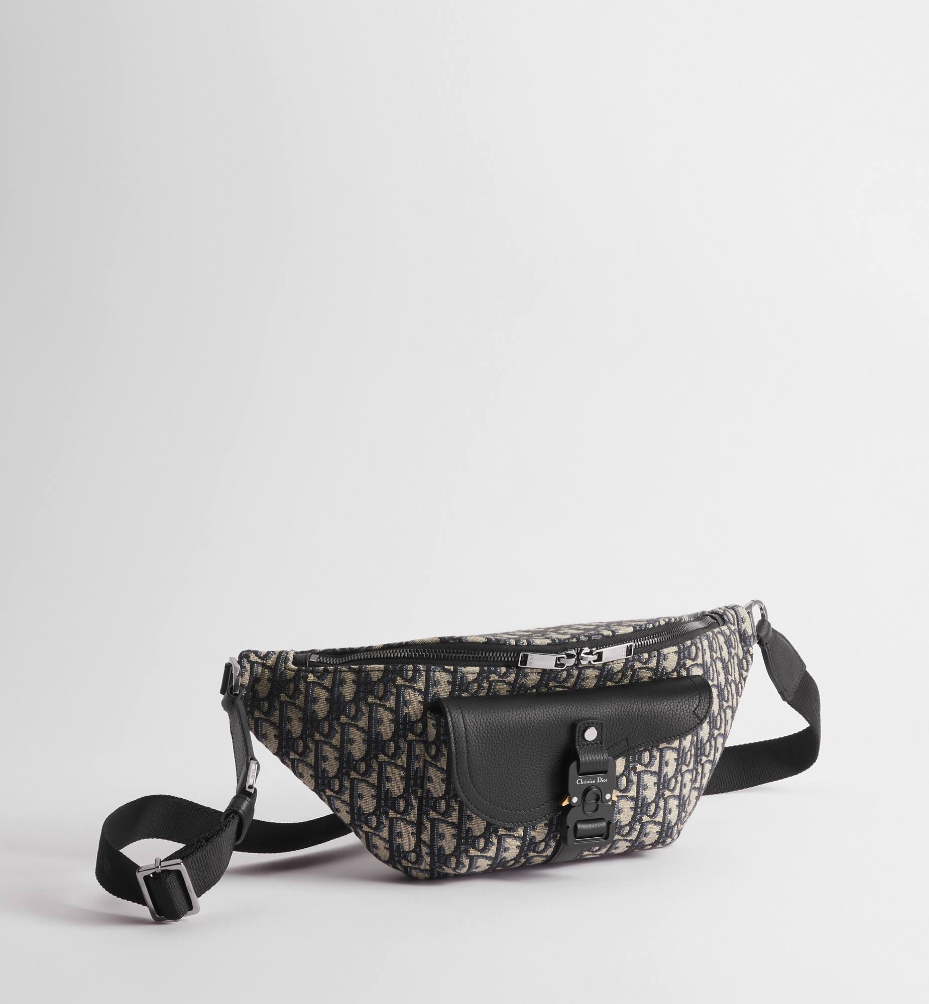 Dior Saddle Belt Bag Beige And Black Dior Oblique Jacquard With Black Grained Calfskin