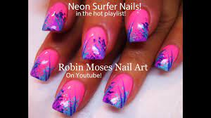 Maybe you would like to learn more about one of these? Easy Hot Nails Diy Neon Pink Surfer Nail Design Tutorial Youtube