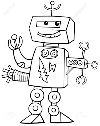 For boys and girls, kids and adults, teenagers and toddlers, preschoolers and older kids at school. Black And White Cartoon Illustration Of Robot Science Fiction Or Fantasy Character Coloring Page Royalty Free Cliparts Vectors And Stock Illustration Image 70303929