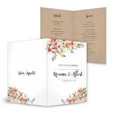 Deine vintage boho menükarten findest du hier! Vintage Menukarte Zur Hochzeit Mit Aquarellblumen In Lachs Carinokarten