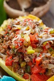 Stuffed Spaghetti Squash With Tomato And Ground Beef The Cookie Writer Squash Recipes Healthy Beef Recipes Ground Beef Recipes Easy