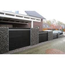 Wpc Zaun Kombination Mit Gabionen Sichtschutzzaun Garten Zaun Garten Gabionen