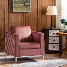 Amazon.com: MCombo Velvet Accent Chair, Tufted Barrel Armchair, Upholstered  Single Sofa for Small Spaces, Living Room, Office Reception, Fabric 4066  (Pink) : Home & Kitchen