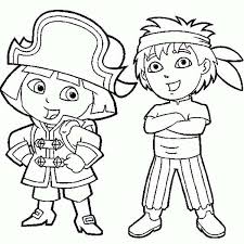 Coloring page dora with her grandmother. Dora And Diego Play Pirate In Dora The Explorer Coloring Page Netart