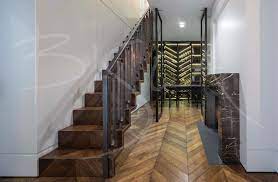 Herringbone stair runner are long, thin pieces of carpet install all the way down the length of a staircase. Chevron Herringbone Parquet Staircase Staircase Design Bisca