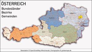 Die karte der bundesländer in österreich zeigt alle 9 österreichischen bundesländer und deren landeshauptstädte. Austria Osterreich Vektorkarte Bundeslander Bezirke Gemeinden