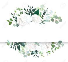 Wedding Floral Horizontal Vector Design Banner White Rose And Hydrangea Mint Eucalyptus Rustic Greenery Watercolor St Blumen Logo Blumenposter Blumen Kunst