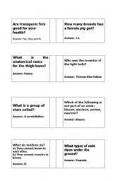 Our english trivia questions and answers are made for educational purposes and this trivia will enhance your english skills; English Worksheets Science Trivia Questions