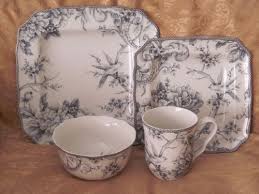 Black And White Toile Dinnerware Fifth Adelaide Grey White Toile Bird 16 Dishes I Want La Dinnerware Set Black And White Birds Bird Dishes