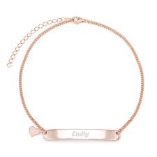 Rose gold is made by combining specific amounts of silver, copper, and gold into one combined substance. Engravable Name Bar Rose Gold Anklet With Heart Charm Eve S Addiction