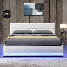 Lit led avec coffre de rangement ava blanc. Les Tendances Lit A Led Avec Coffre De Rangement Similicuir Blanc Dina 140x190 Cm Lestendances Fr