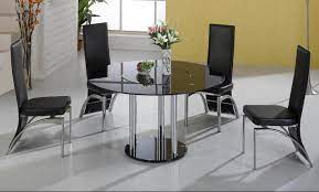 Tempered glass round table small apartment coffee table dining table black white transparent glass countertop optional. Durban Black Glass Round Dining Table