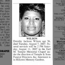 Dorothy's funeral announcement