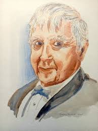 Completed watercolour portrait of a man