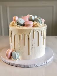 Macaron Drip 1 Tier - cream, white, black theme with macaron and macaron