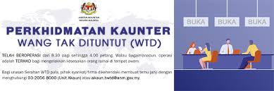Log masuk portal menggunakan kata laluan yang didaftar. Jabatan Akauntan Negara Malaysia Perkhidmatan Kaunter Wang Tak Dituntut Kini Telah Beroperasi Pada Setiap Hari Bekerja Bermula Pada 8 30 Pagi Sehingga 4 00 Petang Walau Bagaimanapun Perkhidmatan Kaunter Wang Tak Dituntut Adalah