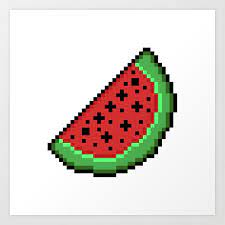 Over 1 million fabric designs. Pixel Art Watermelon Portion Kunstdrucke Von Grenar Society6