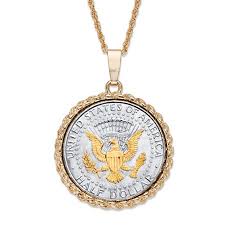 14k gold filled pendant charm medallion pendant necklace, gold jewelry in coin disc charm medallion necklace earring charm. Men S Genuine Silver Half Dollar American Eagle Coin Pendant Necklace 14k Gold Plated Chain 22 25