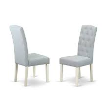East West Furniture Cep2b15 Celina Parson Chair White Finish Leg And Linen Fabric Baby Blue Co Upholstered Dining Chairs Solid Wood Dining Chairs Dining Chairs