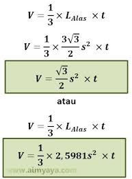 Volume limas = 1/3 x luas alas x tinggi. Volume Limas