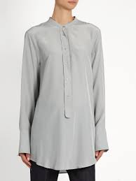 Jil Sander Christina Silk Crepe Shirt Grey Womens Jil Sander