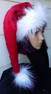 Black And Red Santa Hat Red Stocking Style Santa Hat With Extra Long Luxury White Fur Trim Red Stockings Fur Trim Santa Hat