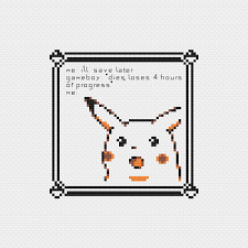 Pikachu funny face psychomuttz 5 out of 5 stars (63) $ 5.00. Pixilated Shocked Pikachu Meme Cross Stitch Pattern Pdf Etsy
