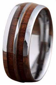 Wedding Bands And Unique Rings 8mm Silver Tungsten Koa Wood Ring With Tungsten Stripe Tungsten Wood Rings Mens Wood Wedding Bands Wedding Rings