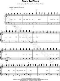 She said to the sun newspaper in october 2006, 'back to black' is when you've finished a relationship and you go back to what's comfortable for you. Amy Winehouse Back To Black Sheet Music Easy Piano In E Minor Download Print Sku Mn0133586