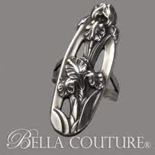 Sold Antique Victorian Art Nouveau Arts And Crafts 1880 Sterling Silver Iris Flowers Ring Art Nouveau Flowers Art Ring Art Nouveau