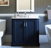 allen + roth Roseburg 36-in Navy blue Undermount Single Sink Bathroom  Vanity with White Engineered Stone Top