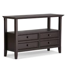 Simpli Home Amherst Solid Wood 48 In Hickory Brown Wide Transitional Console Sofa Table Axcramh06 Hic The Home D Simpli Home Wood Console Table Wood Console