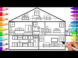 How To Draw A Doll House Doll House Coloring Pages Learn To Draw A Doll House And Furniture In 2020 Drawing Furniture Plans Drawing Furniture Floor Plan Drawing