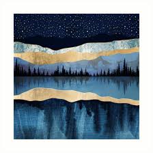 Midnight Lake Art Print By Spacefrogdesign Lake Art Art Prints Canvas Art Prints