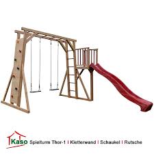 Spielturm Thor 1 Mit Kletterwand Schaukel Ist Freistehend Mit Rutsche In 2020 Kletterwand Schaukel Spielturm
