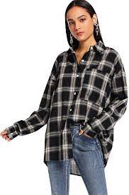 Buy Sweatyrocks Womens Long Sleeve Collar Long Button Down Plaid Shirt Blouse Tops Online In Indonesia B07jn7hxqv
