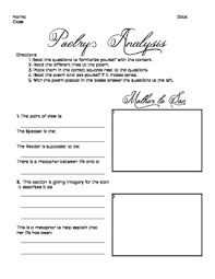 Poetry Analysis Activity For Mother To Son By Langston Hughes Tpt