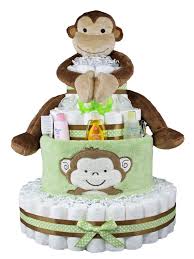 1 blue monkey baby shower diaper cake kit includes: Baby Gifts Lime Brown Monkey Diaper Cake Stork Baby Gift Baskets Baby Diaper Cake Boy Baby Shower Diaper Cake Monkey Baby Shower