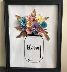 Last i'll mention the glass jar. Mason Jar With Paper Flowers Paper Flower Art Rolled Paper Flowers Paper Flowers Diy