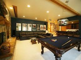 Great Game Room With Black Leather Sofa Matching Pool Table Full Bar And Fireplace Leather Sofa Black Leather Sofas Best Leather Sofa