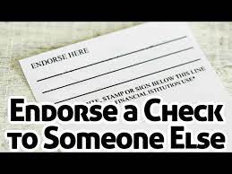 Endorsing a check for someone else's benefit. How To Endorse A Check To Someone Else Youtube