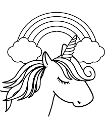 Unicorn Head In Front Of Rainbow Page Unicorn Coloring Pages Emoji Coloring Pages Coloring Pages