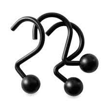 Ball Shower Curtain Hooks In Black Matte Set Of 12 Curtain Hooks Black Shower Curtains Black Shower