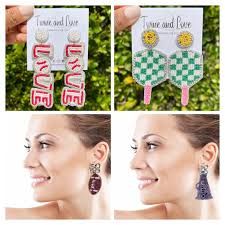 Game Day Beaded Earrings, Tennis Earrings, Basketball Beaded Earrings,  Cheer Earrings, Baseball Earrings, Fan Gear Earrings, Soccer Earrings