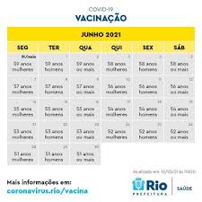 No sábado, há uma repescagem para quem tem 43 anos ou mais. Confira Aqui Os Calendarios Com A Previsao De Vacinacao Contra A Covid 19 Ate Outubro Prefeitura Da Cidade Do Rio De Janeiro Prefeitura Rio